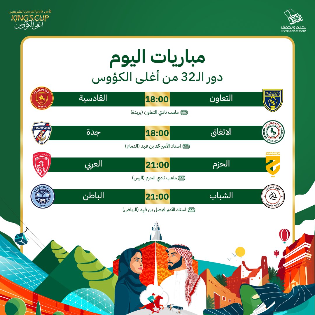 موعد مباريات كأس خادم الحرمين الشريفين